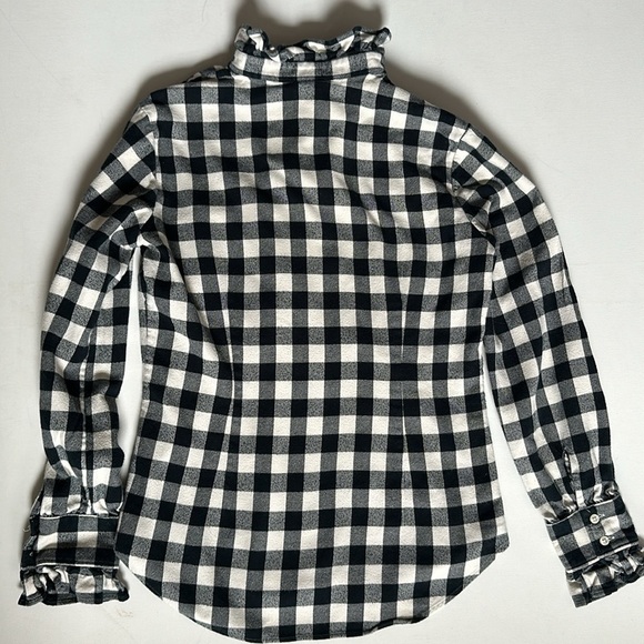 Ralph Lauren brush cotton flannel check shirt with ruffled trim women’s medium - Picture 9 of 9